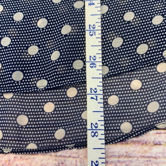 Max Studio Navy/White Polkadot Blouse • Sz L - Picture 7 of 11